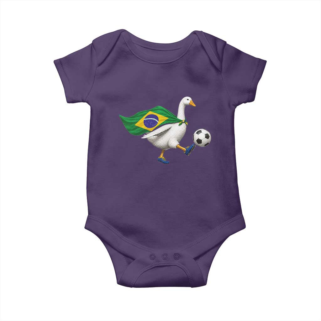 Brazil Soccer Goose Baby Onesie Brazilian Flag Patriotic Football Fan Graphic TS10 Purple Print Your Wear