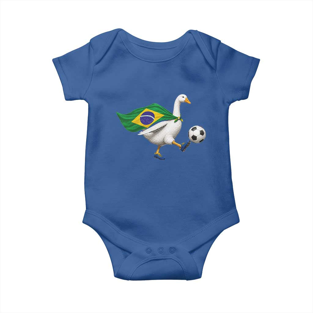Brazil Soccer Goose Baby Onesie Brazilian Flag Patriotic Football Fan Graphic TS10 Royal Blue Print Your Wear
