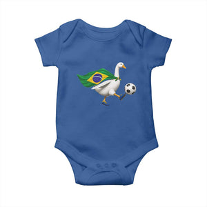 Brazil Soccer Goose Baby Onesie Brazilian Flag Patriotic Football Fan Graphic TS10 Royal Blue Print Your Wear