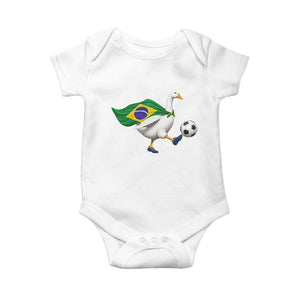 Brazil Soccer Goose Baby Onesie Brazilian Flag Patriotic Football Fan Graphic TS10 White Print Your Wear