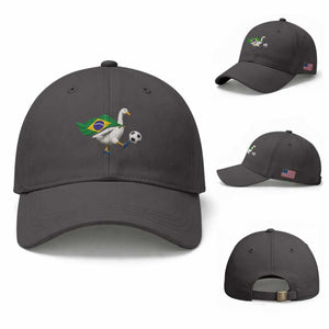 Brazil Soccer Goose Baseball Cap Brazilian Flag Patriotic Football Fan Graphic TS10 Baseball Cap Universal Fit Dark Gray Print Your Wear