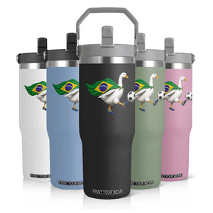 Brazil Soccer Goose Flip Straw Tumbler Brazilian Flag Patriotic Football Fan Graphic TS10 Print Your Wear