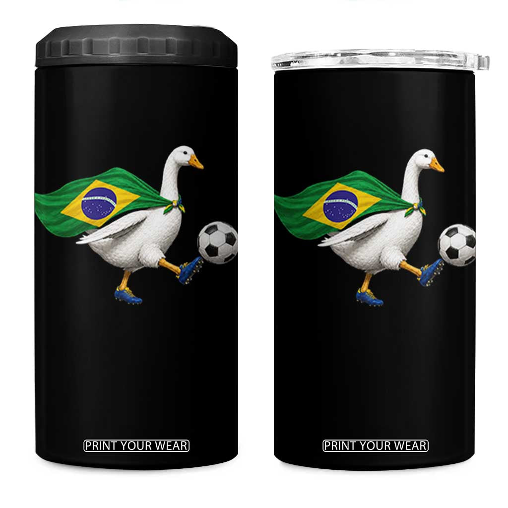 Brazil Soccer Goose 4 in 1 Can Cooler Tumbler Brazilian Flag Patriotic Football Fan Graphic TS10 One Size: 16 oz Black Print Your Wear