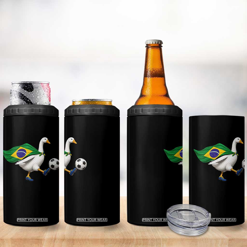Brazil Soccer Goose 4 in 1 Can Cooler Tumbler Brazilian Flag Patriotic Football Fan Graphic TS10 Print Your Wear
