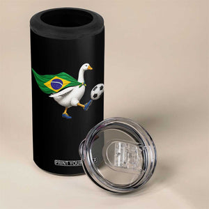 Brazil Soccer Goose 4 in 1 Can Cooler Tumbler Brazilian Flag Patriotic Football Fan Graphic TS10 Print Your Wear