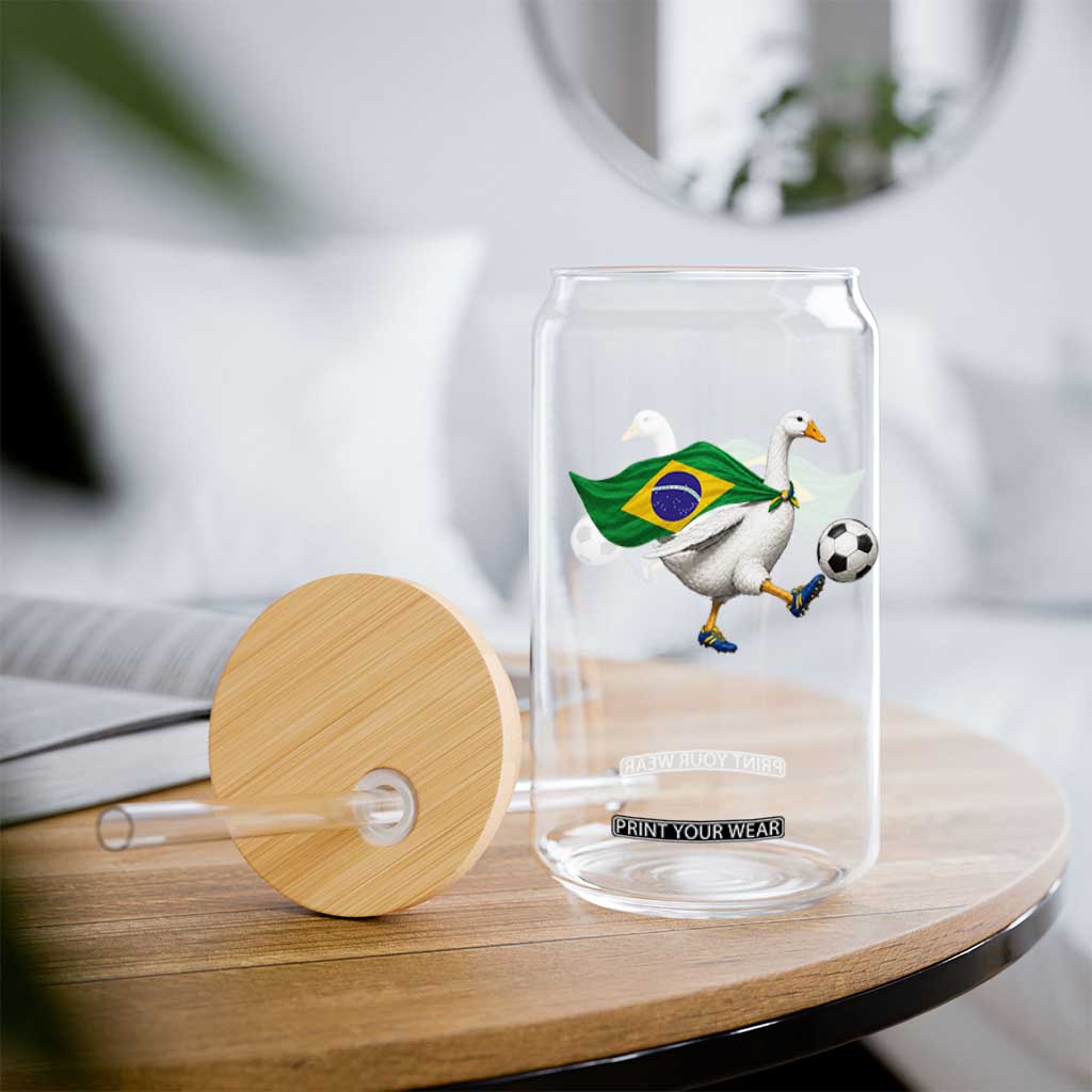 Brazil Soccer Goose Glass Can Brazilian Flag Patriotic Football Fan Graphic TS10 Print Your Wear