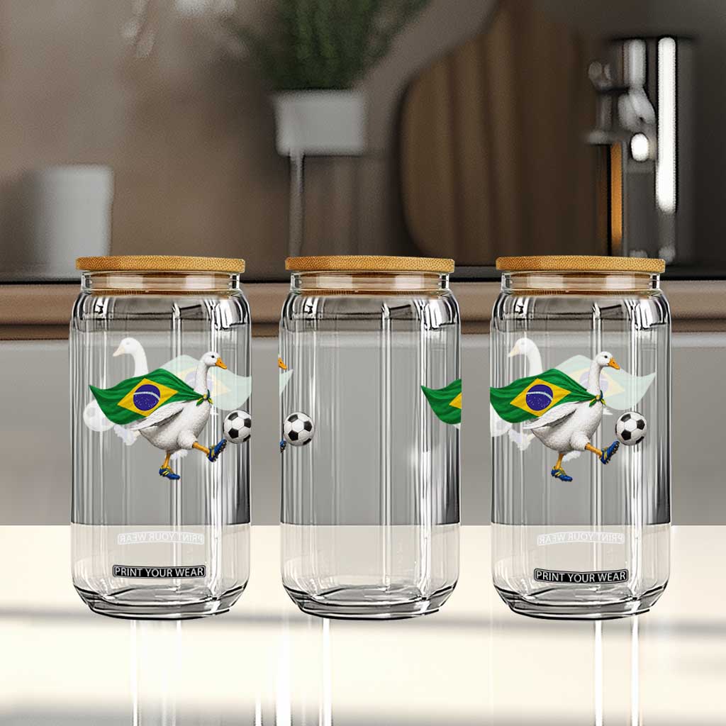 Brazil Soccer Goose Glass Can Brazilian Flag Patriotic Football Fan Graphic TS10 Print Your Wear