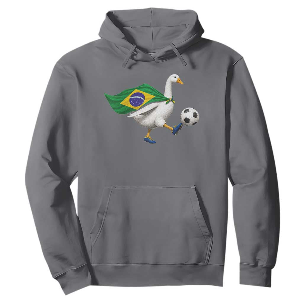 Brazil Soccer Goose Hoodie Brazilian Flag Patriotic Football Fan Graphic TS10 Charcoal Print Your Wear