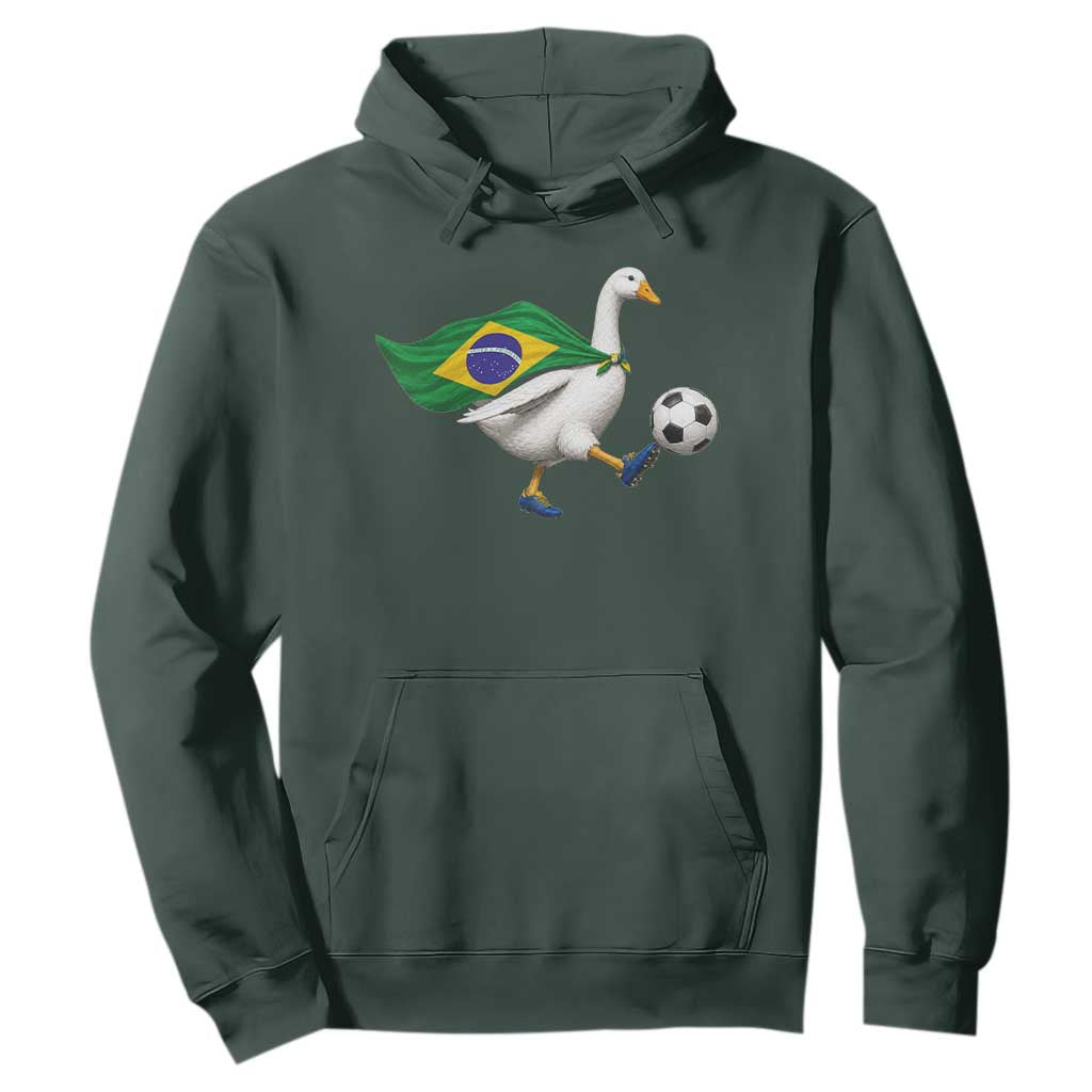 Brazil Soccer Goose Hoodie Brazilian Flag Patriotic Football Fan Graphic TS10 Dark Forest Green Print Your Wear