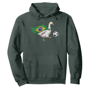 Brazil Soccer Goose Hoodie Brazilian Flag Patriotic Football Fan Graphic TS10 Dark Forest Green Print Your Wear