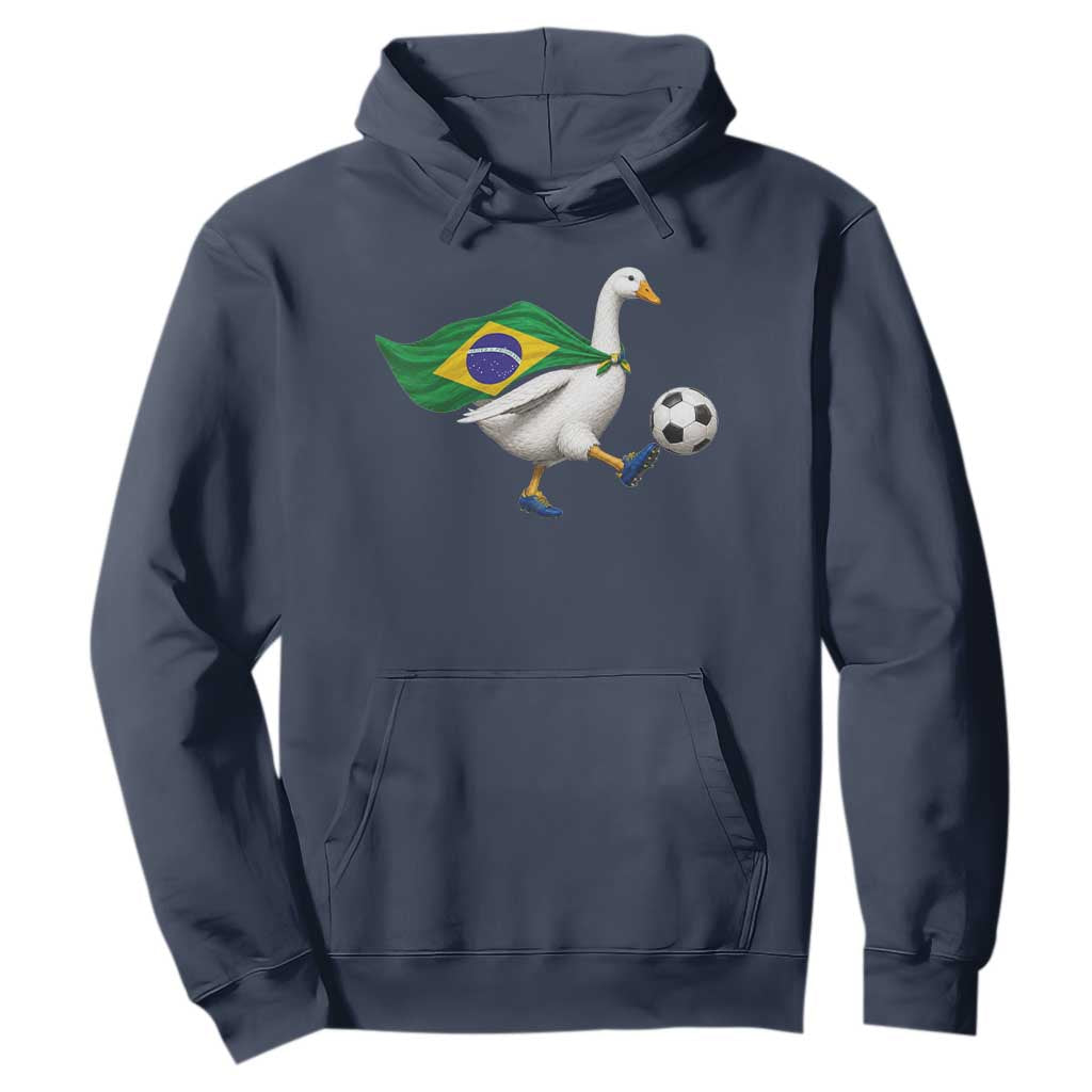 Brazil Soccer Goose Hoodie Brazilian Flag Patriotic Football Fan Graphic TS10 Navy Print Your Wear