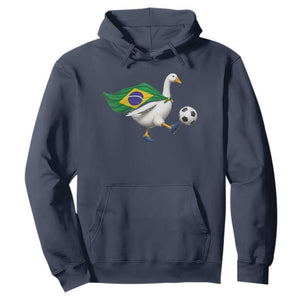 Brazil Soccer Goose Hoodie Brazilian Flag Patriotic Football Fan Graphic TS10 Navy Print Your Wear