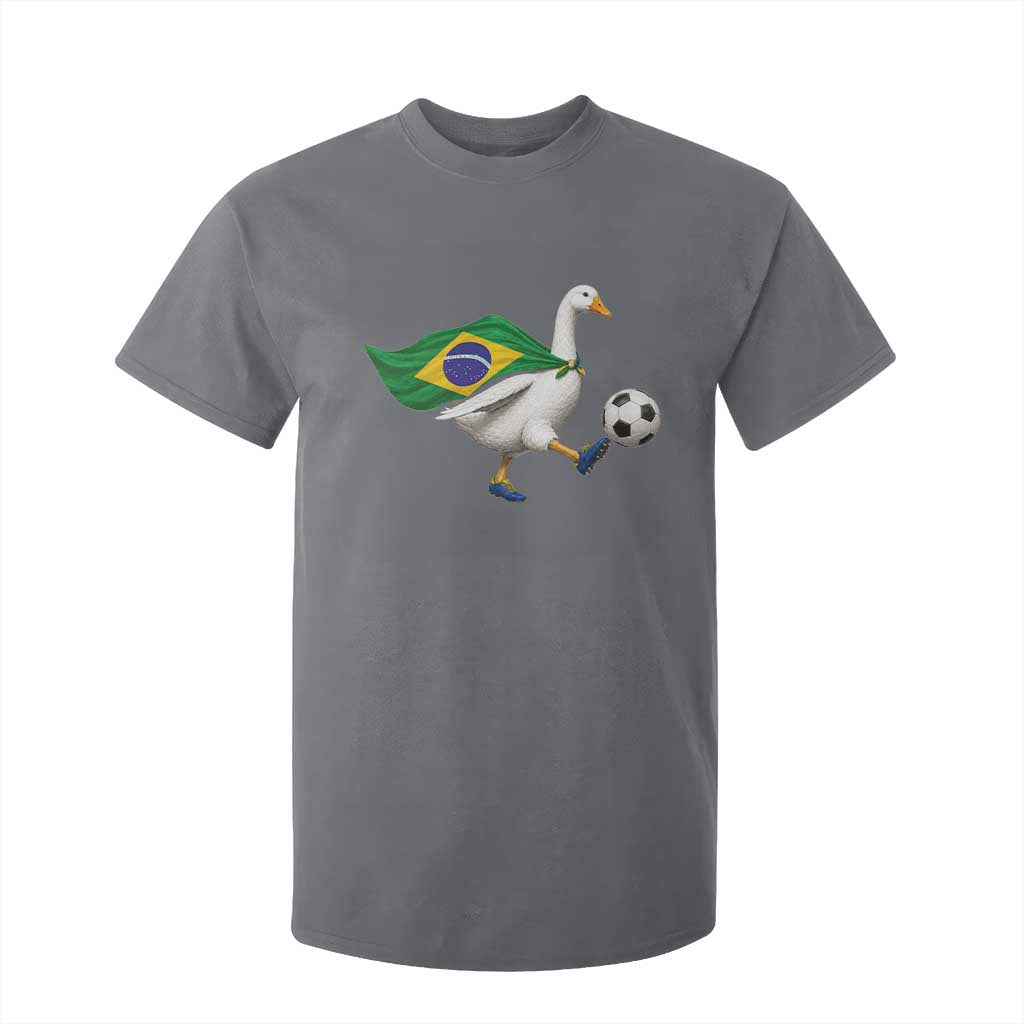 Brazil Soccer Goose T Shirt For Kid Brazilian Flag Patriotic Football Fan Graphic TS10 Charcoal Print Your Wear