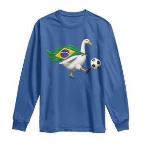 Brazil Soccer Goose Long Sleeve Shirt Brazilian Flag Patriotic Football Fan Graphic TS10 Royal Blue Print Your Wear
