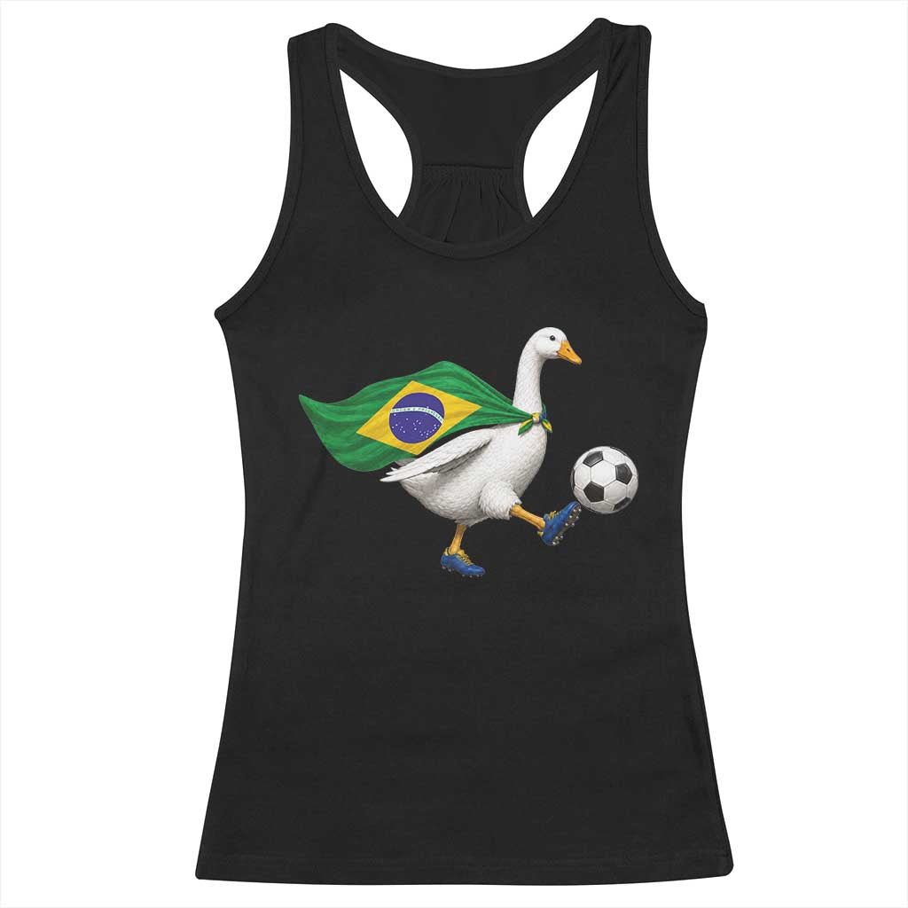 Brazil Soccer Goose Racerback Tank Top Brazilian Flag Patriotic Football Fan Graphic TS10 Black Print Your Wear