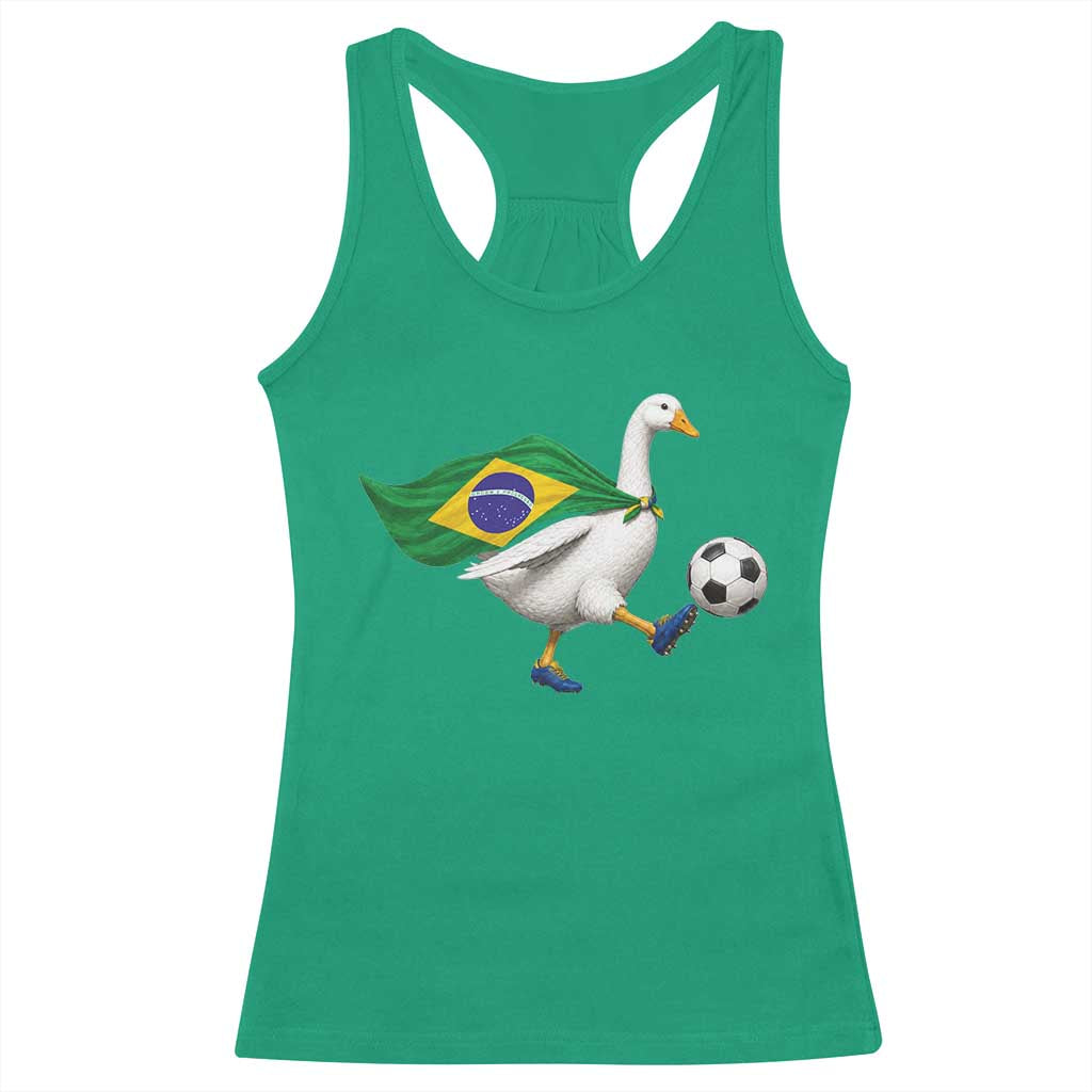 Brazil Soccer Goose Racerback Tank Top Brazilian Flag Patriotic Football Fan Graphic TS10 Irish Green Print Your Wear