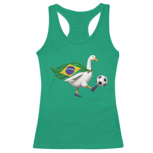 Brazil Soccer Goose Racerback Tank Top Brazilian Flag Patriotic Football Fan Graphic TS10 Irish Green Print Your Wear