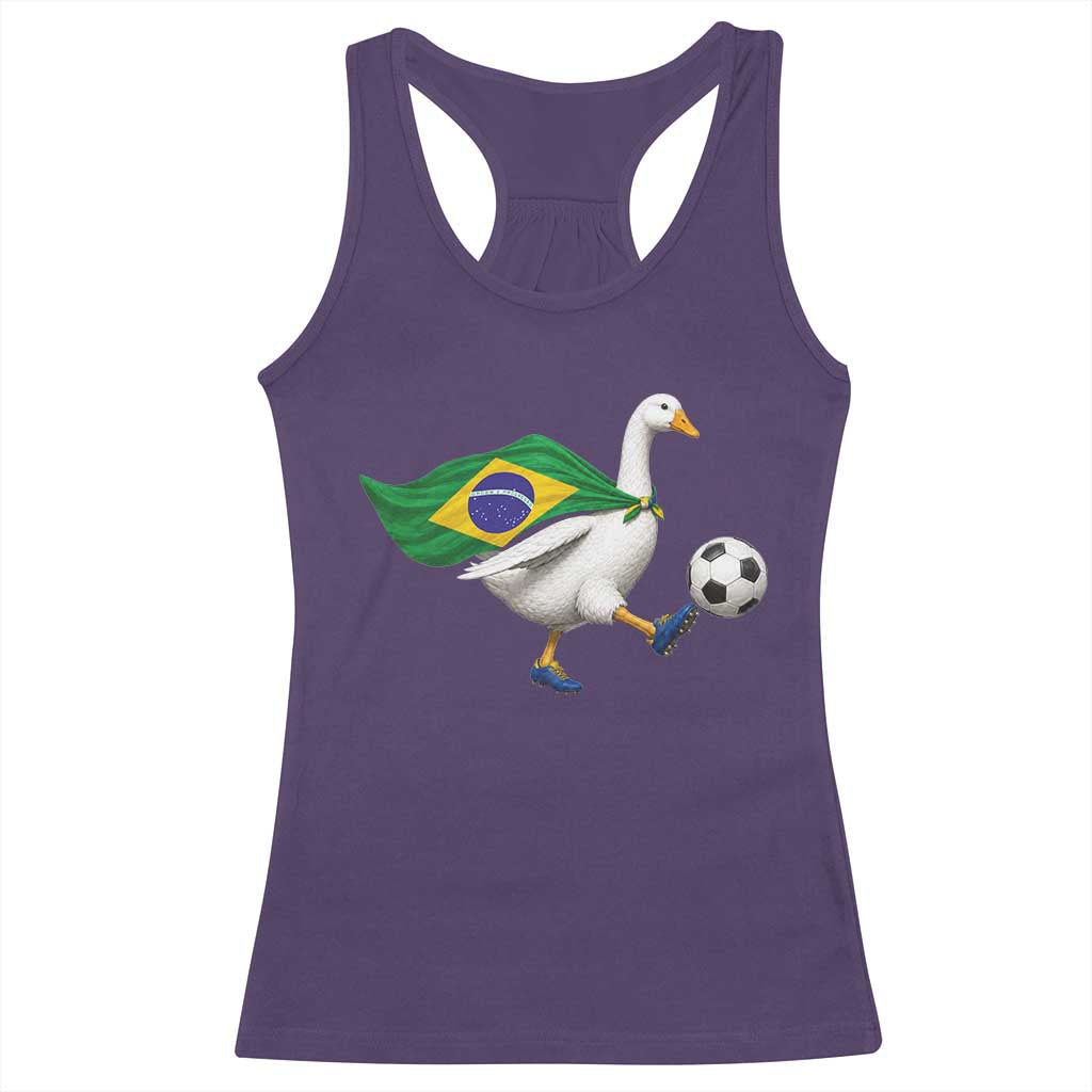 Brazil Soccer Goose Racerback Tank Top Brazilian Flag Patriotic Football Fan Graphic TS10 Purple Print Your Wear