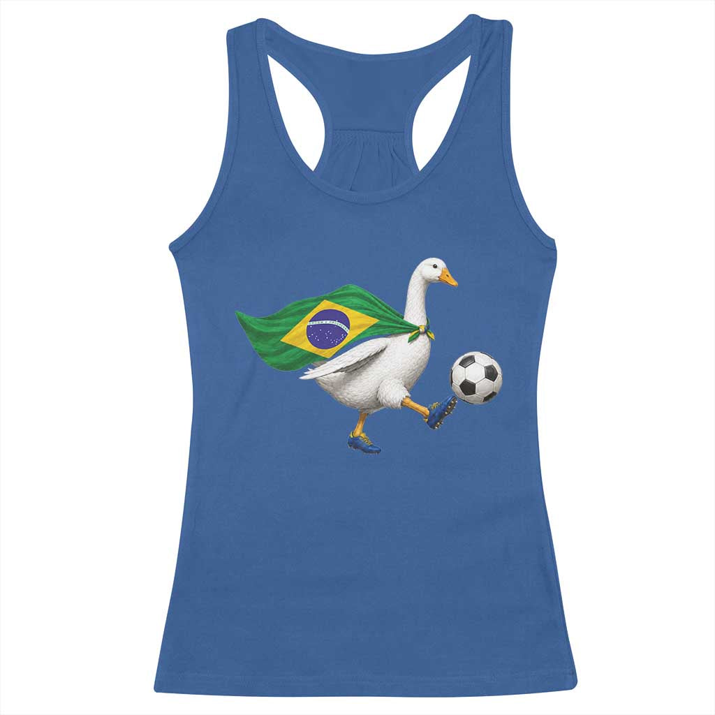 Brazil Soccer Goose Racerback Tank Top Brazilian Flag Patriotic Football Fan Graphic TS10 Royal Blue Print Your Wear