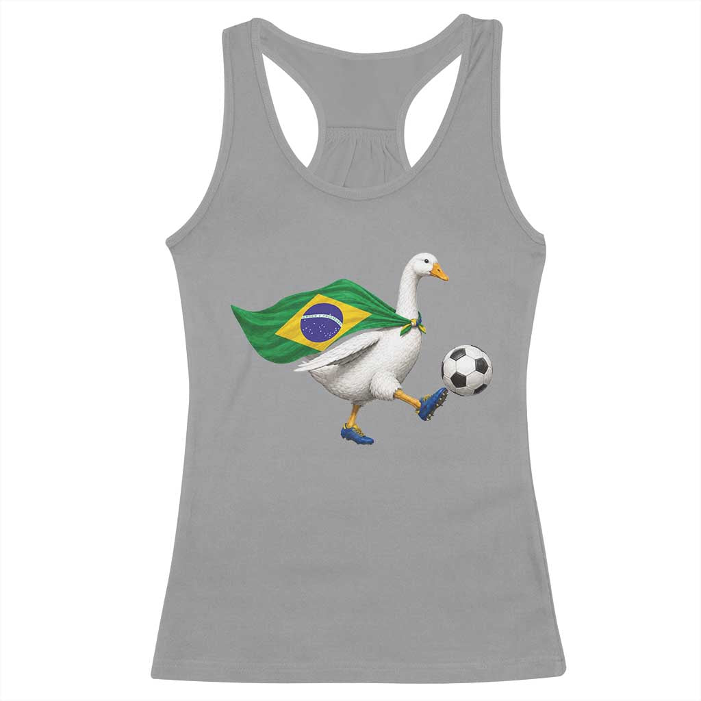Brazil Soccer Goose Racerback Tank Top Brazilian Flag Patriotic Football Fan Graphic TS10 Sport Gray Print Your Wear
