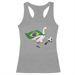 Brazil Soccer Goose Racerback Tank Top Brazilian Flag Patriotic Football Fan Graphic TS10 Sport Gray Print Your Wear