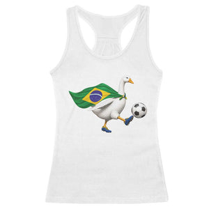 Brazil Soccer Goose Racerback Tank Top Brazilian Flag Patriotic Football Fan Graphic TS10 White Print Your Wear
