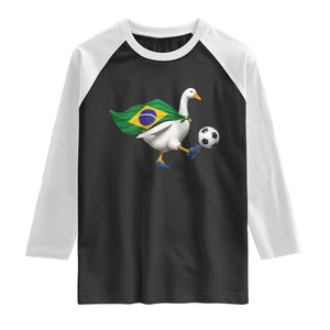 Brazil Soccer Goose Raglan Shirt Brazilian Flag Patriotic Football Fan Graphic TS10 Black White Print Your Wear