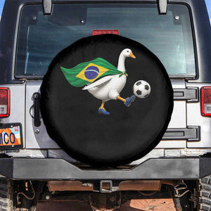 Brazil Soccer Goose Spare Tire Cover Brazilian Flag Patriotic Football Fan Graphic TS10 No hole Black Print Your Wear