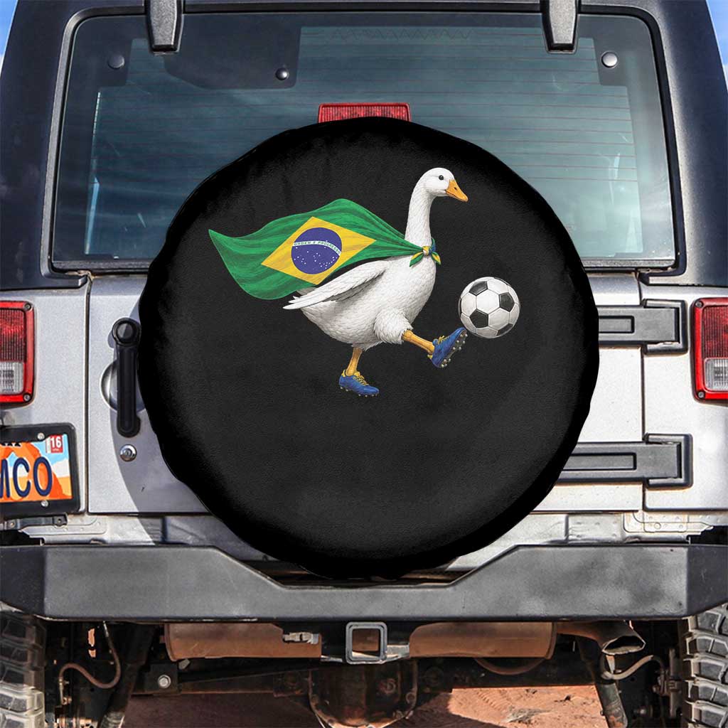 Brazil Soccer Goose Spare Tire Cover Brazilian Flag Patriotic Football Fan Graphic TS10 No hole Black Print Your Wear