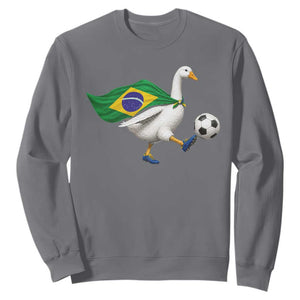 Brazil Soccer Goose Sweatshirt Brazilian Flag Patriotic Football Fan Graphic TS10 Charcoal Print Your Wear
