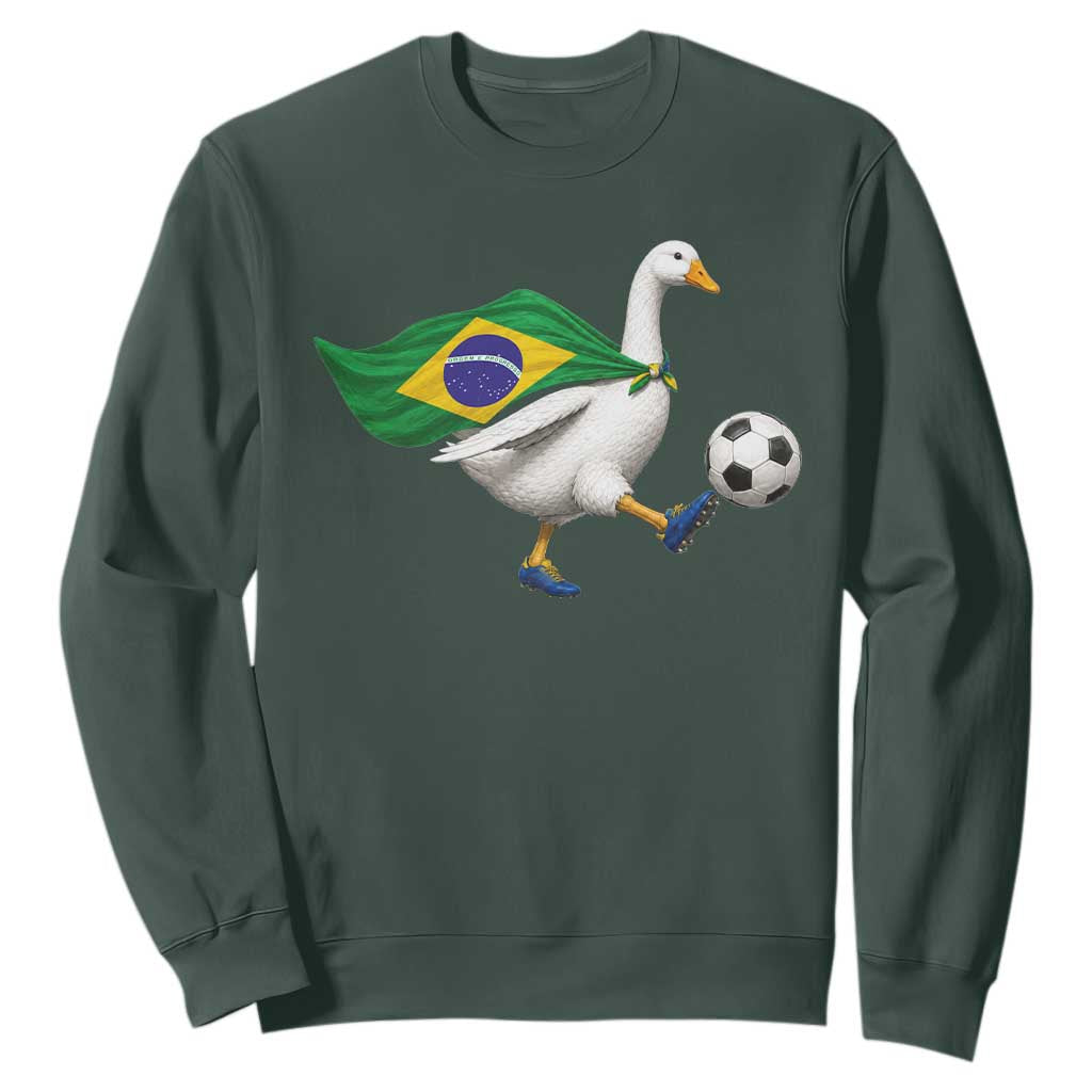 Brazil Soccer Goose Sweatshirt Brazilian Flag Patriotic Football Fan Graphic TS10 Dark Forest Green Print Your Wear