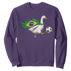 Brazil Soccer Goose Sweatshirt Brazilian Flag Patriotic Football Fan Graphic TS10 S Purple Print Your Wear