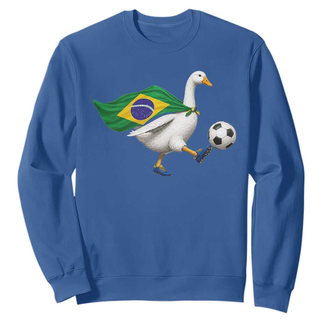 Brazil Soccer Goose Sweatshirt Brazilian Flag Patriotic Football Fan Graphic TS10 Royal Blue Print Your Wear