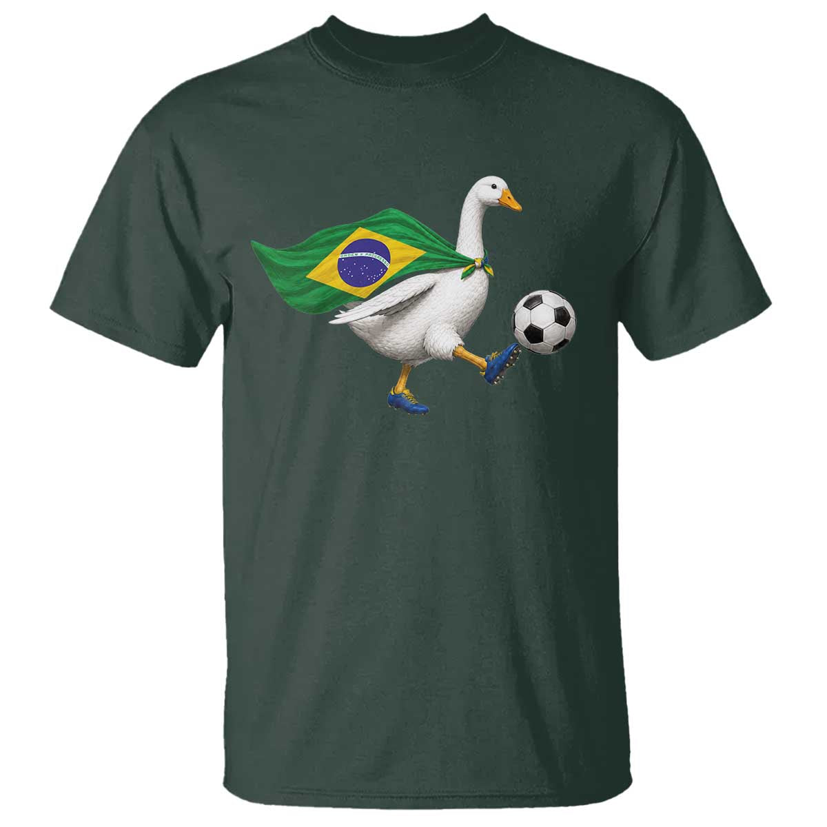 Brazil Soccer Goose T Shirt Brazilian Flag Patriotic Football Fan Graphic TS10 Dark Forest Green Print Your Wear