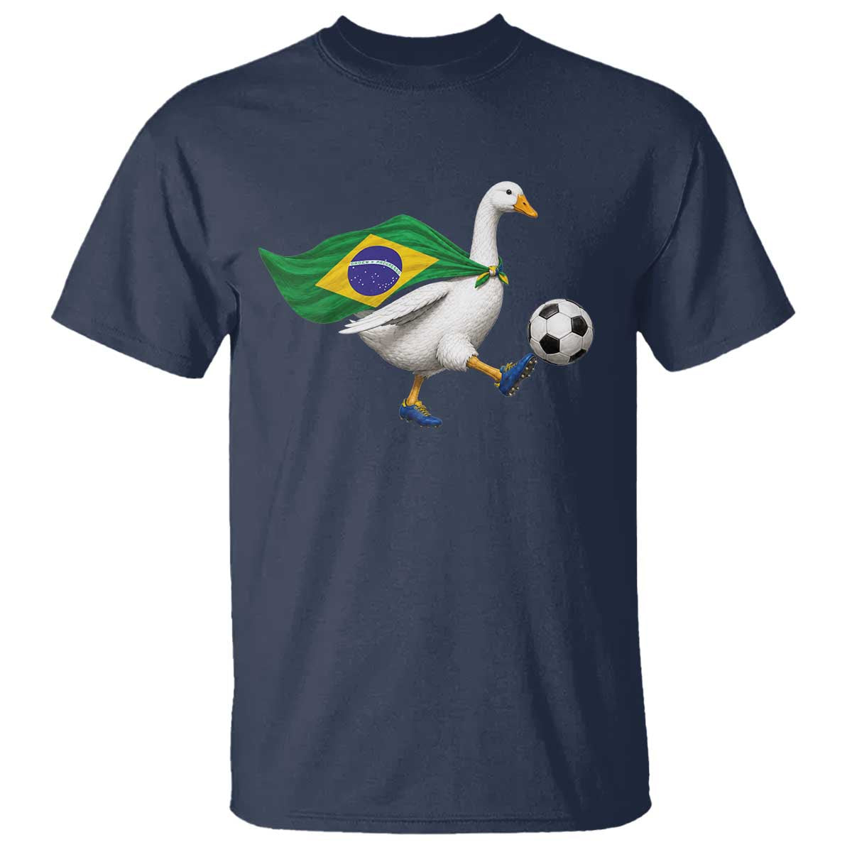 Brazil Soccer Goose T Shirt Brazilian Flag Patriotic Football Fan Graphic TS10 Navy Print Your Wear