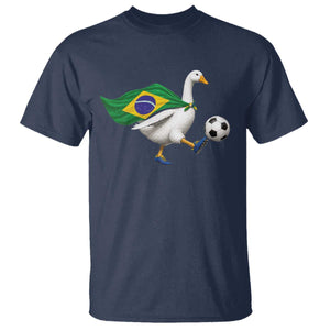 Brazil Soccer Goose T Shirt Brazilian Flag Patriotic Football Fan Graphic TS10 Navy Print Your Wear