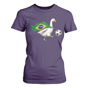 Brazil Soccer Goose T Shirt For Women Brazilian Flag Patriotic Football Fan Graphic TS10 Purple Print Your Wear