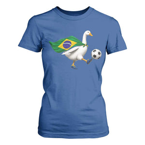 Brazil Soccer Goose T Shirt For Women Brazilian Flag Patriotic Football Fan Graphic TS10 Royal Blue Print Your Wear