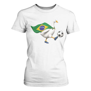 Brazil Soccer Goose T Shirt For Women Brazilian Flag Patriotic Football Fan Graphic TS10 White Print Your Wear