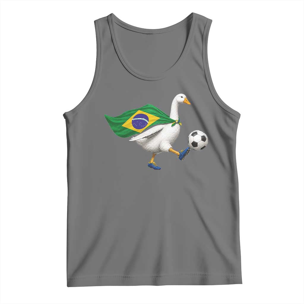 Brazil Soccer Goose Tank Top Brazilian Flag Patriotic Football Fan Graphic TS10 Black Heather Print Your Wear