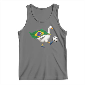 Brazil Soccer Goose Tank Top Brazilian Flag Patriotic Football Fan Graphic TS10 Black Heather Print Your Wear
