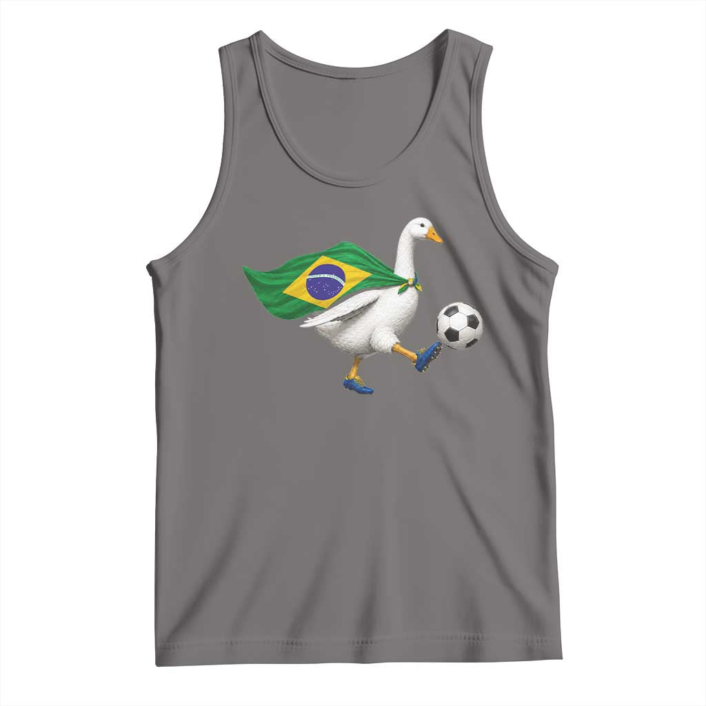 Brazil Soccer Goose Tank Top Brazilian Flag Patriotic Football Fan Graphic TS10 Deep Heather Print Your Wear