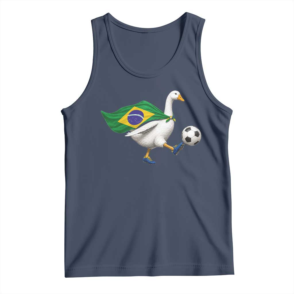 Brazil Soccer Goose Tank Top Brazilian Flag Patriotic Football Fan Graphic TS10 Navy Print Your Wear