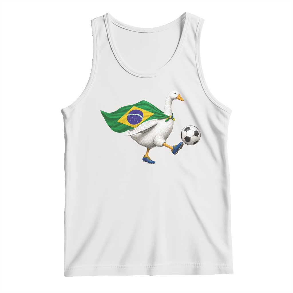 Brazil Soccer Goose Tank Top Brazilian Flag Patriotic Football Fan Graphic TS10 White Print Your Wear