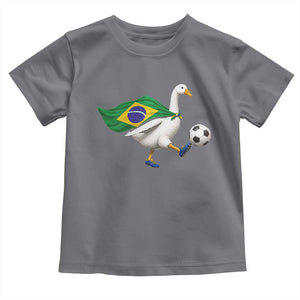Brazil Soccer Goose Toddler T Shirt Brazilian Flag Patriotic Football Fan Graphic TS10 Charcoal Print Your Wear