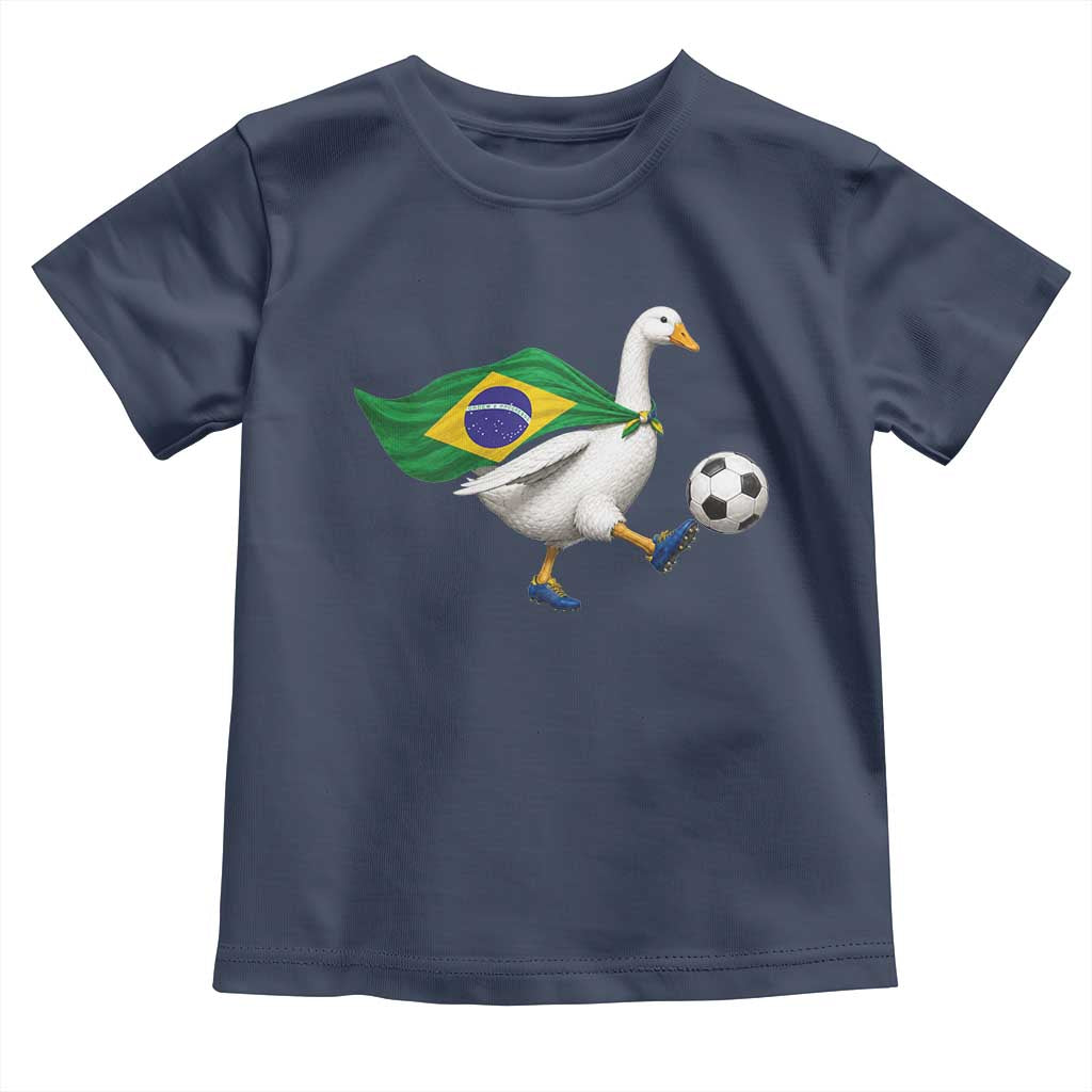 Brazil Soccer Goose Toddler T Shirt Brazilian Flag Patriotic Football Fan Graphic TS10 Navy Print Your Wear