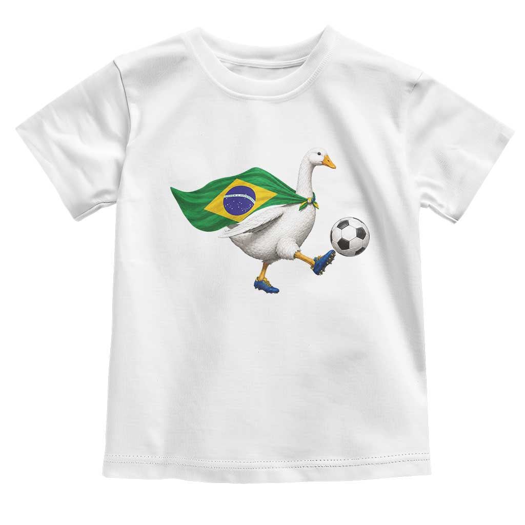Brazil Soccer Goose Toddler T Shirt Brazilian Flag Patriotic Football Fan Graphic TS10 White Print Your Wear