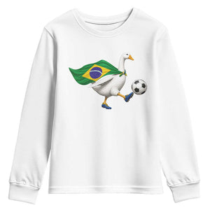 Brazil Soccer Goose Youth Sweatshirt Brazilian Flag Patriotic Football Fan Graphic TS10 White Print Your Wear