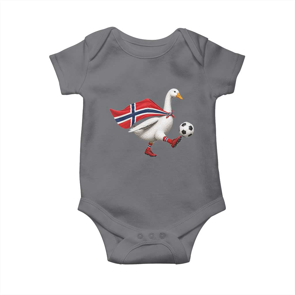 Norway Soccer Goose Baby Onesie Norwegian Flag Patriotic Football Fan Graphic TS10 Charcoal Print Your Wear