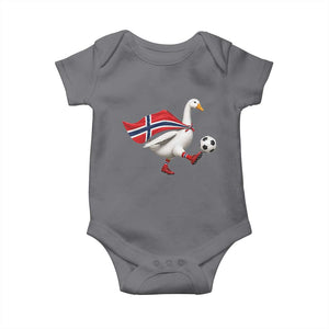 Norway Soccer Goose Baby Onesie Norwegian Flag Patriotic Football Fan Graphic TS10 Charcoal Print Your Wear